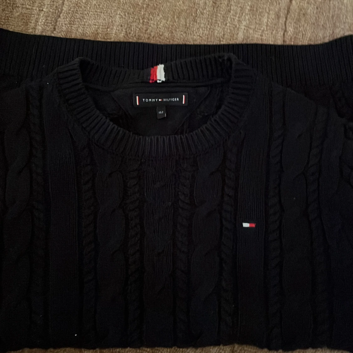 Svart kabelstickad tröja Tommy Hilfiger - 4