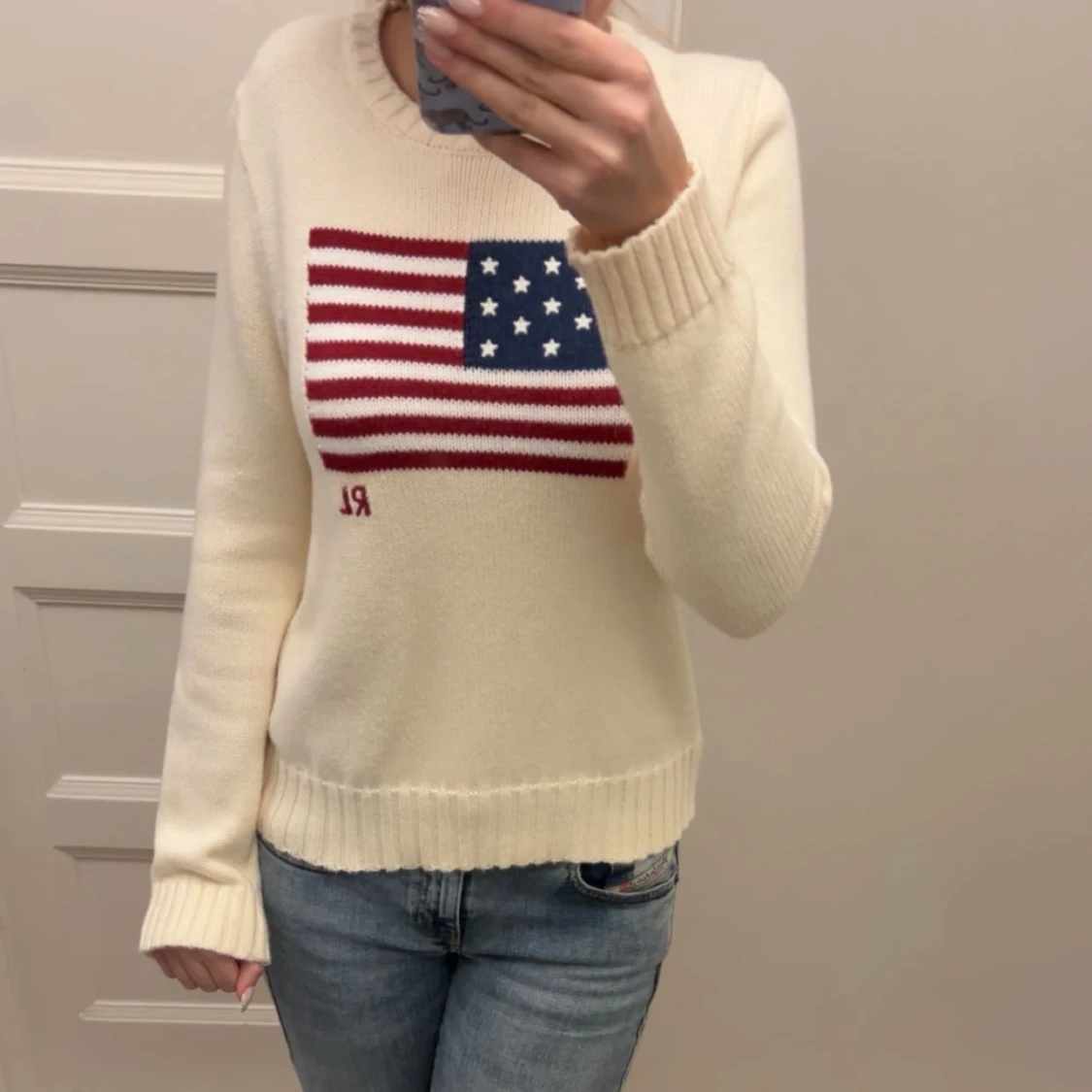 Vit stickad tröja Polo Ralph Lauren