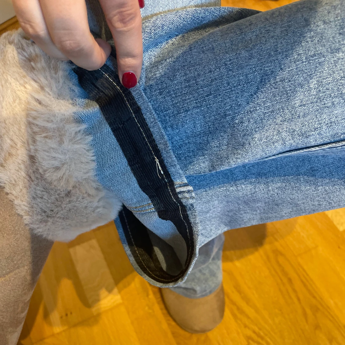 Ljusblå bootcut jeans låg midja - 4