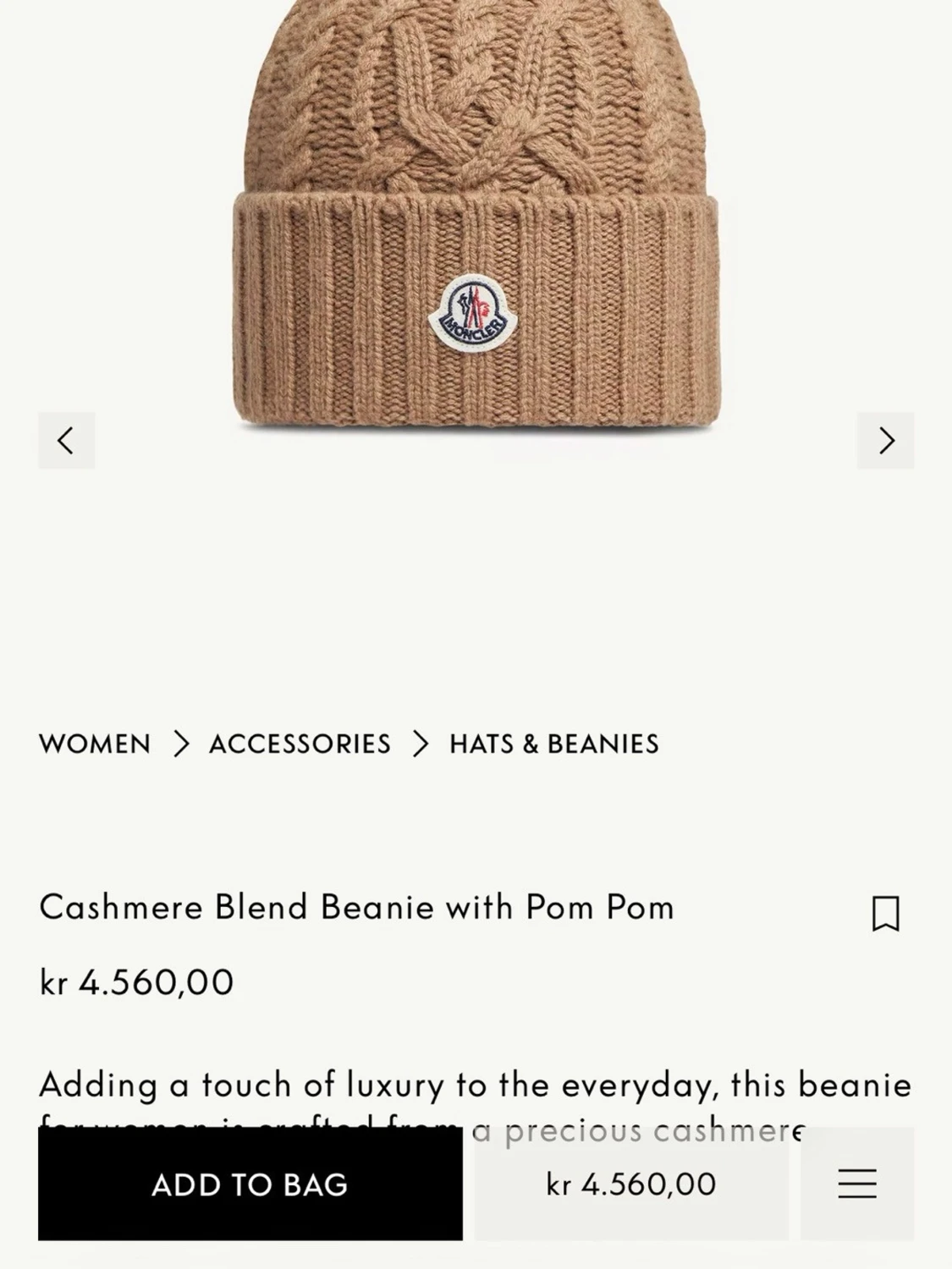 Beige Moncler mössa med pälsboll - 2