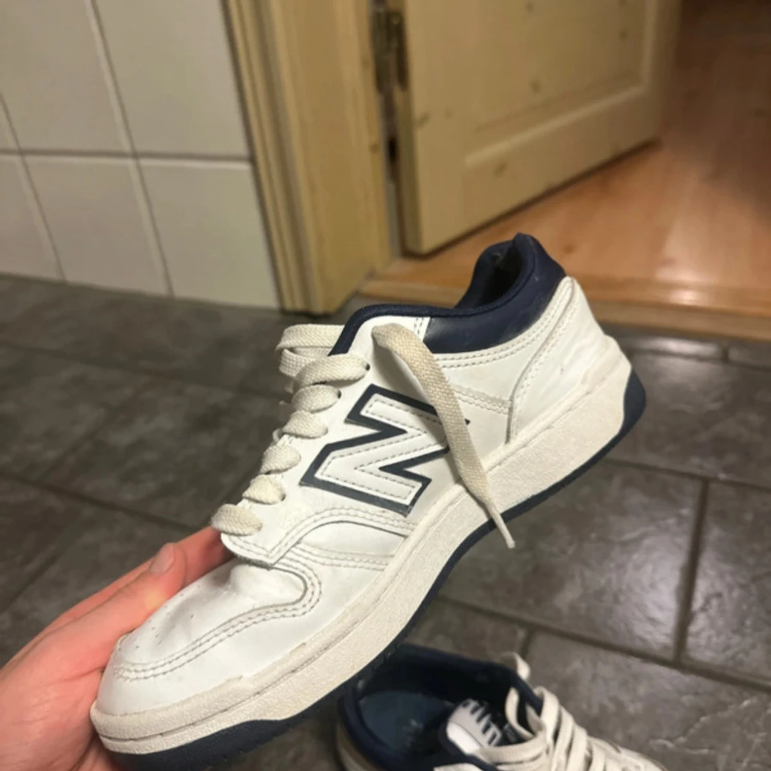 Vit/navy New Balance 480 sneakers - 1