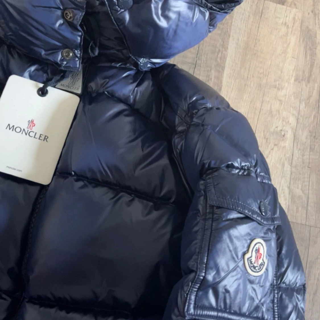 Mörkblå Moncler pufferjacka med huva - 2