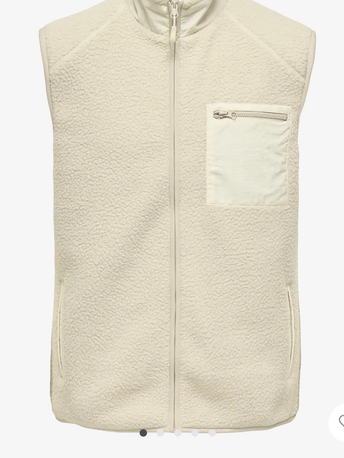 Beige teddyväst med dragkedja