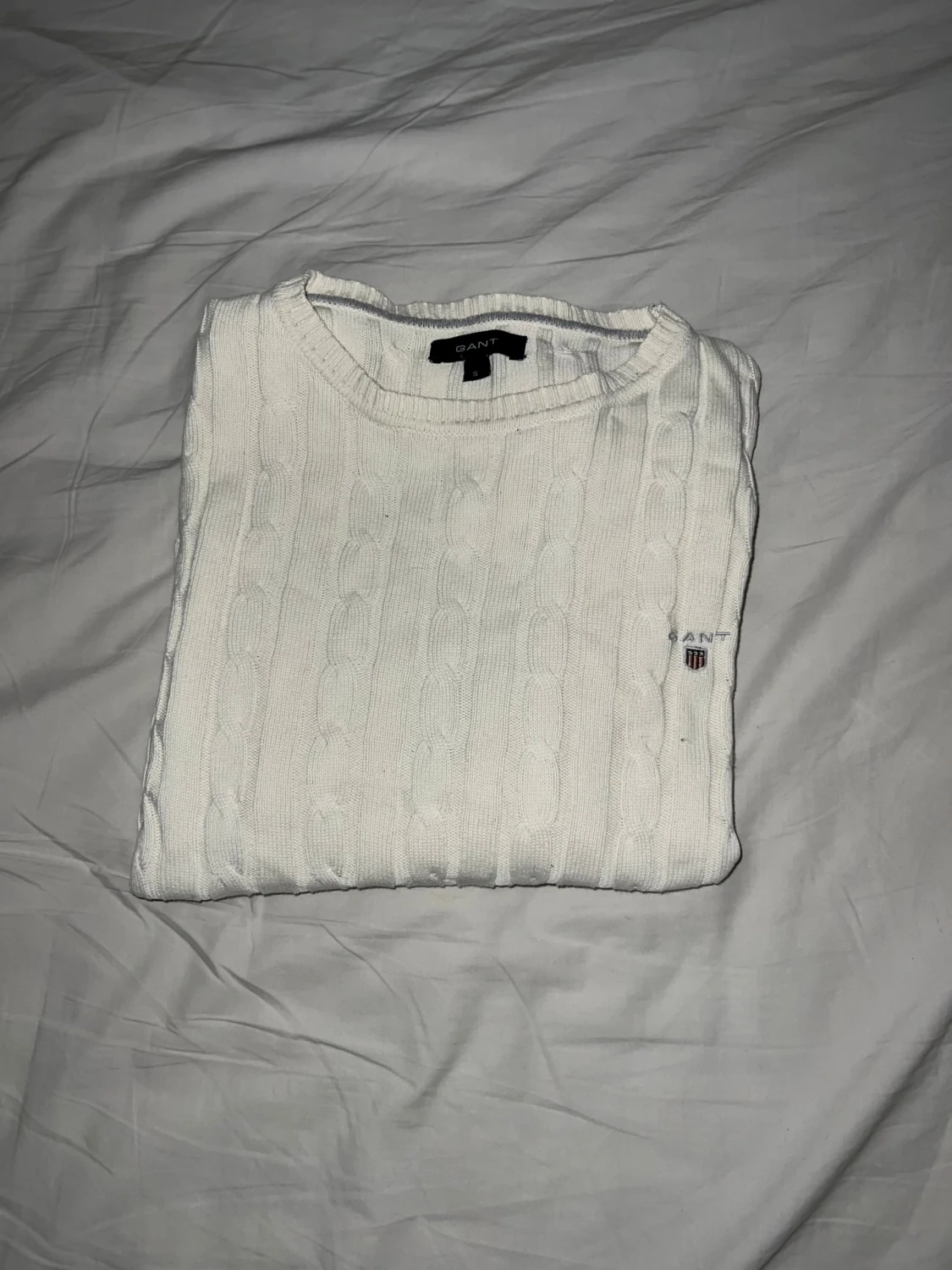 Vit kabelstickad tröja från GANT - 2