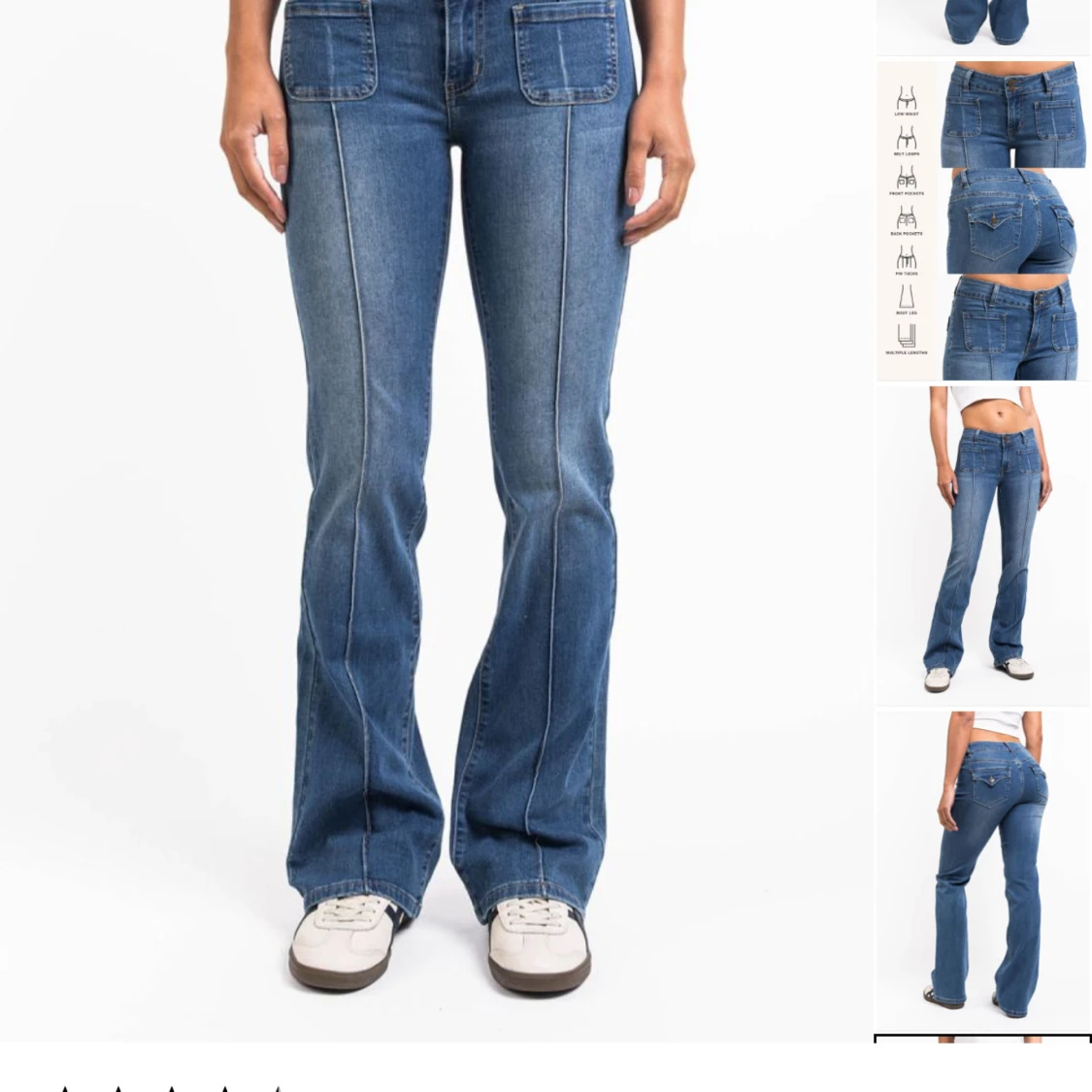 Blå bootcut jeans med fickor - 1