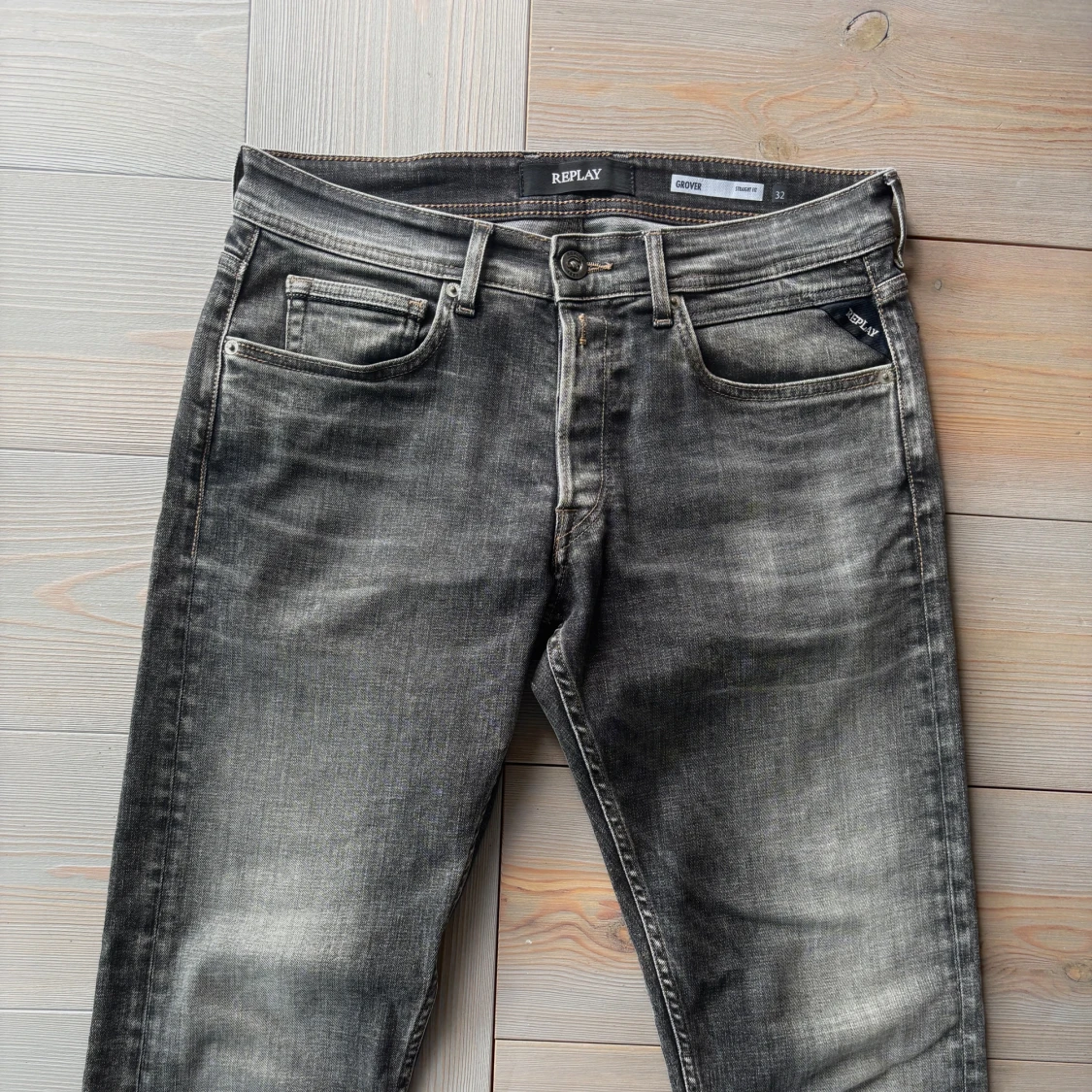 Gråa Replay Grover straight fit jeans - 1