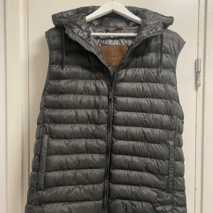 Mörkgrön dunväst från Massimo Dutti - Snygg mörkgrön dunväst från Massimo Dutti med huva och dragkedja framtill. Västen har ett quiltat, horisontellt mönster och är tillverkad i lätt syntetmaterial. Perfekt för lager-på-lager och har en modern, clean look med diskreta detaljer. Storlek XL men passar M. Pris går att diskutera!