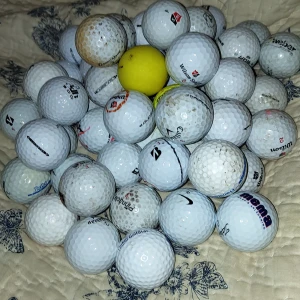 60 styck golfbollar  - 60 styck. 600kr för alla och 11kr styck. Bollarna rengörs innan jag skickar dom. Dom e smutsiga eftersom jag precis hade hittat dom innan jag tog bilden. Pris kan bara förhandlas om du köper alla tillsammans 