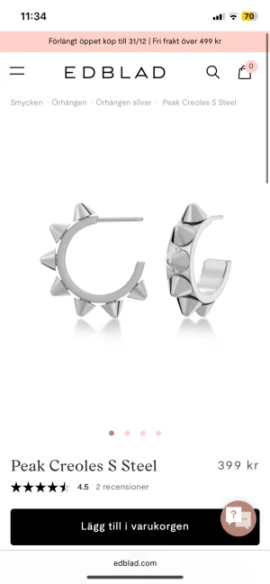 Peak Creoles örhängen från Edblad - Säljer ett par jätte snygga silver örhängen med taggar på dem är knappast använda då jag inte använder silver längre.