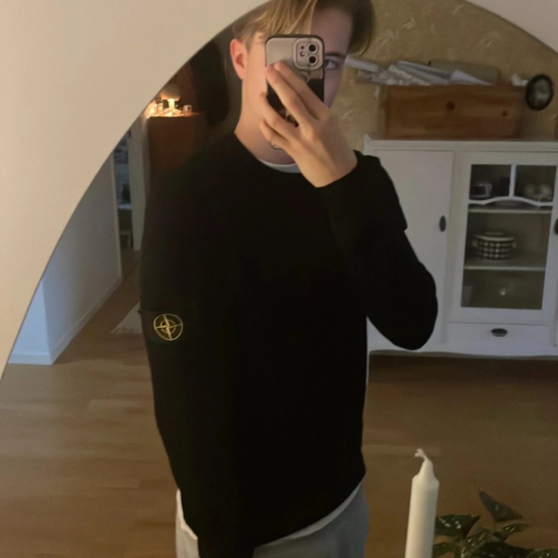 Svart stickad Stone Island tröja
