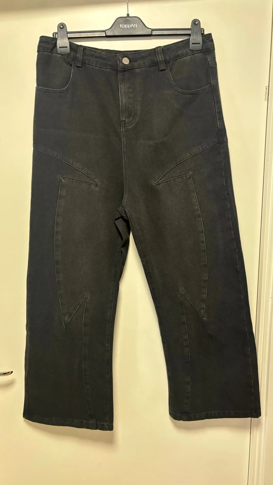 Svarta jeans med ängeltryck baggy jeans  - 3