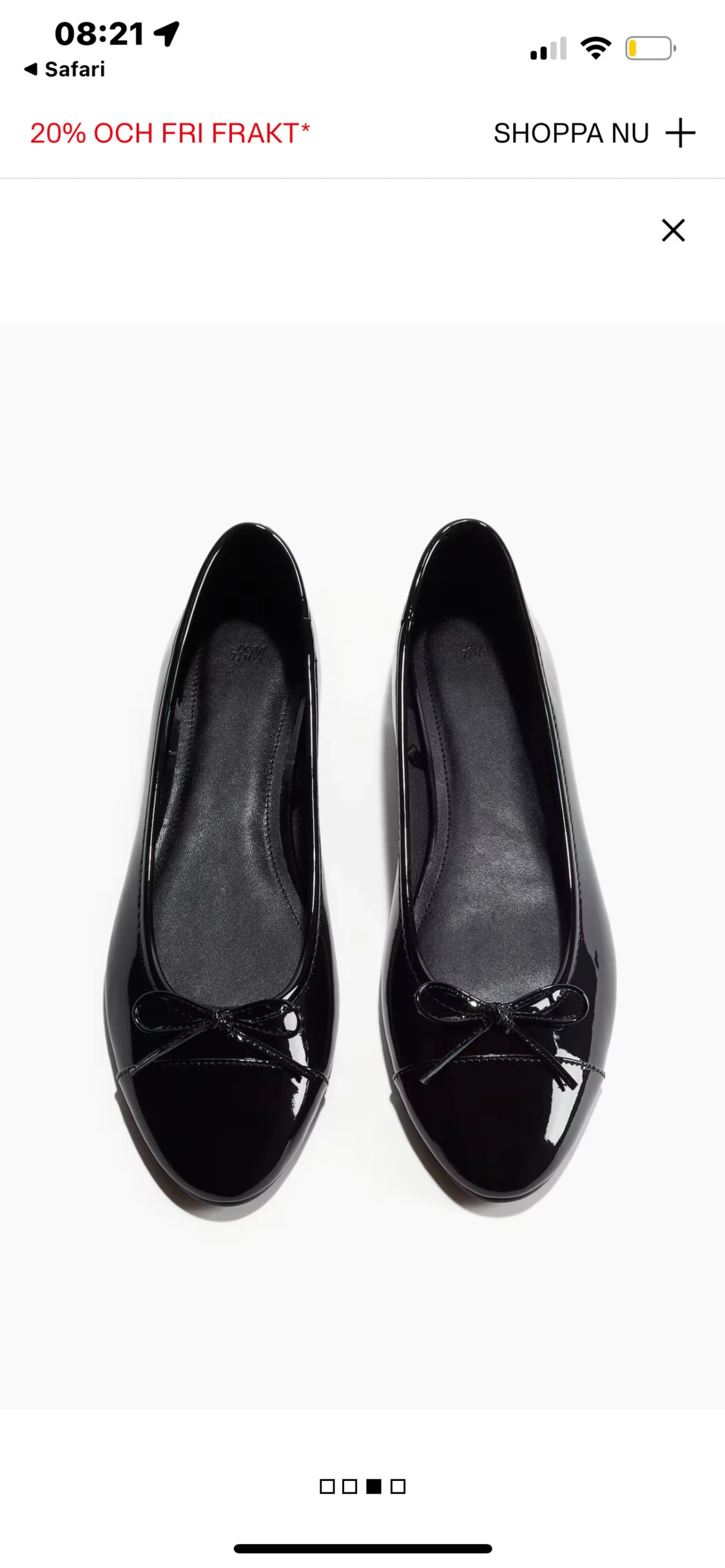 Svarta ballerinaskor med rosett hm Stl 39 - 1