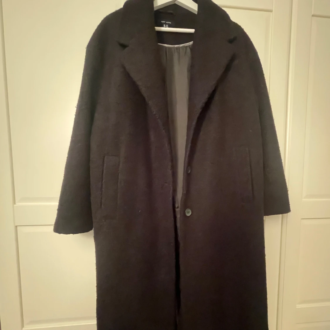 Svart lång teddyjacka från New Look