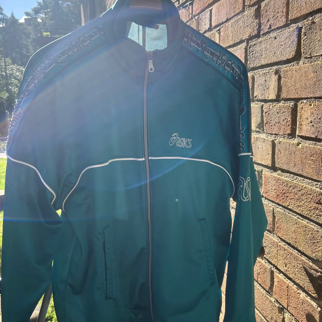 Grön vintage Asics vindjacka tracktop (M) - 2