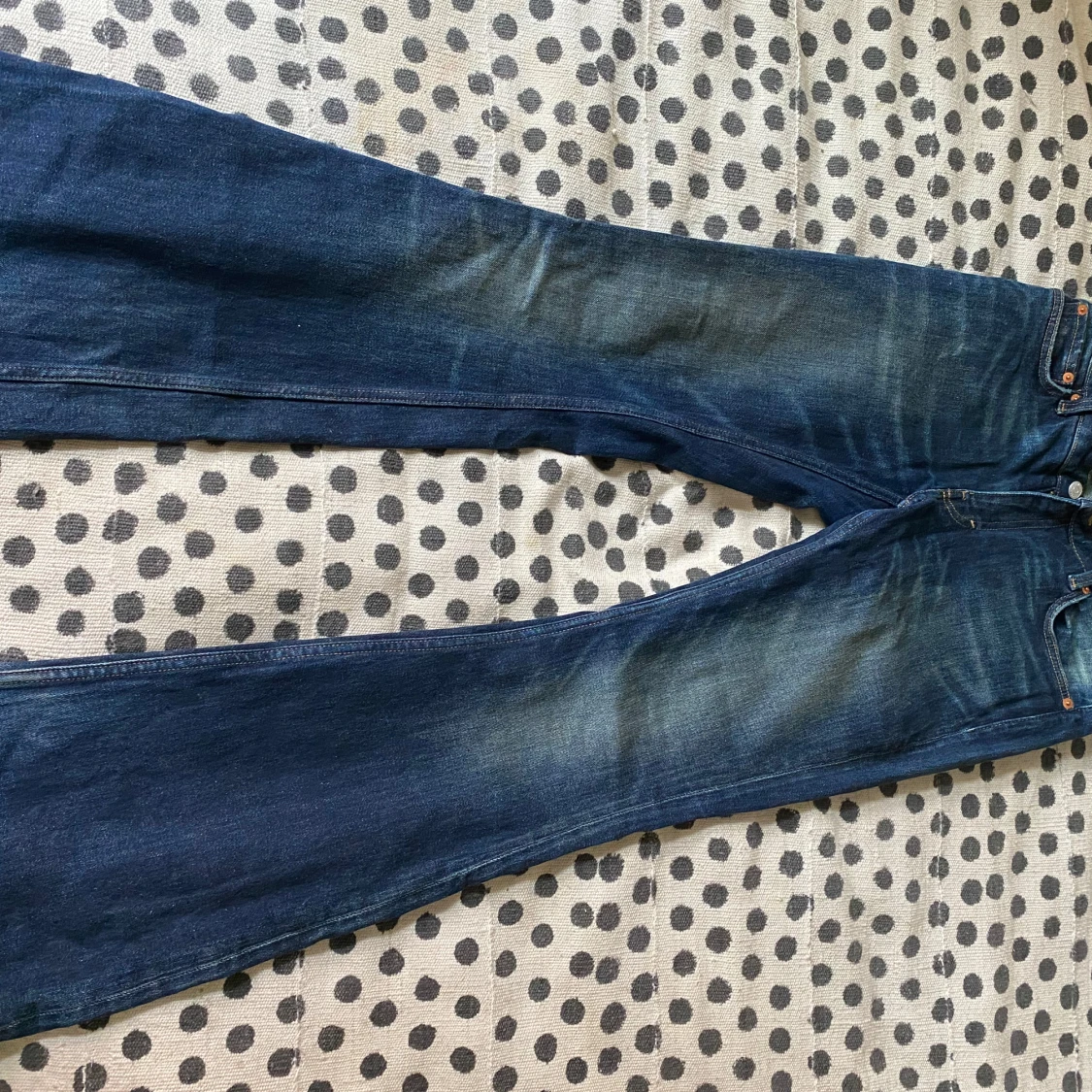 Weekday Flame Low Flared Jeans blå tvättade