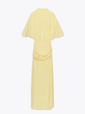 Zara gul långklänning med drapering - SÖKER! Denna gula Zara klänningen i storlek S. Kan betala bra