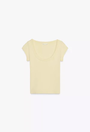 Ljusgul ribbad topp  - Gul Zara t shirt