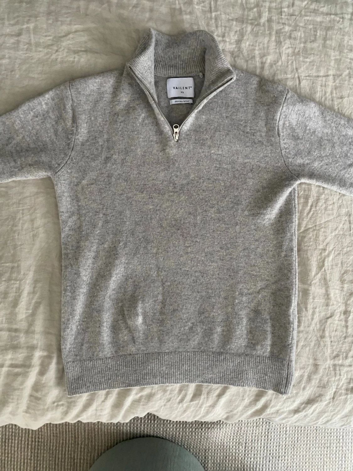 Grå halvzip stickad tröja Vaillent