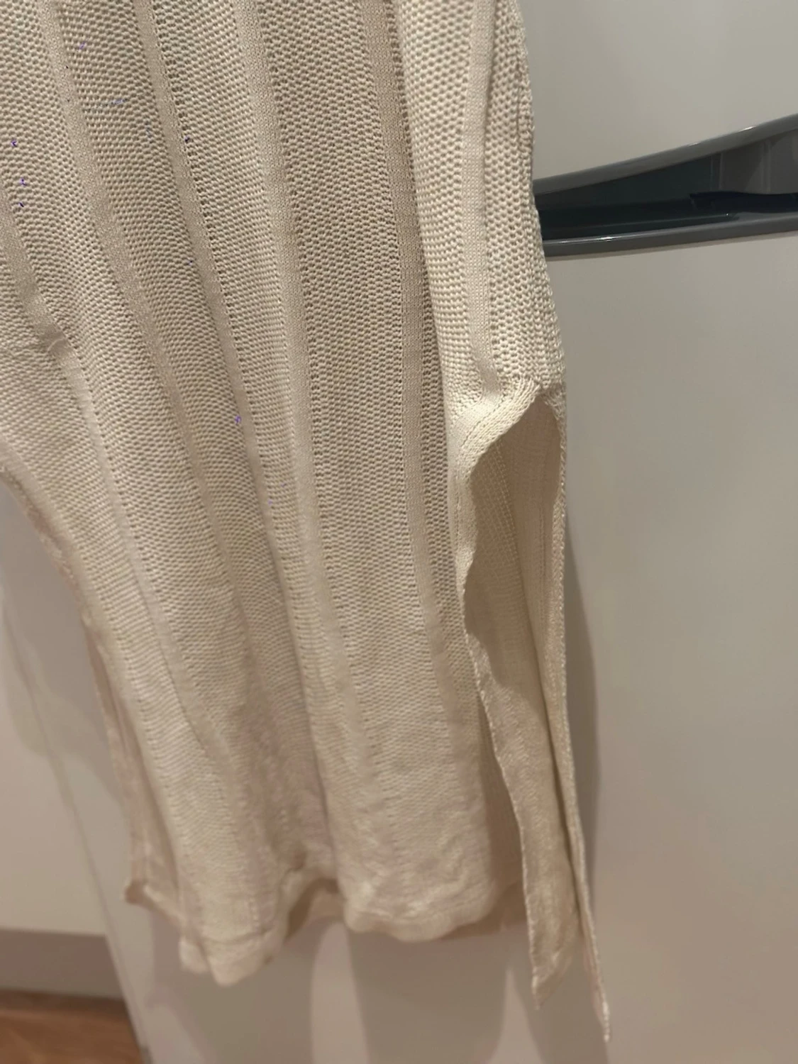 Beige stickad långklänning med snörning L - 2