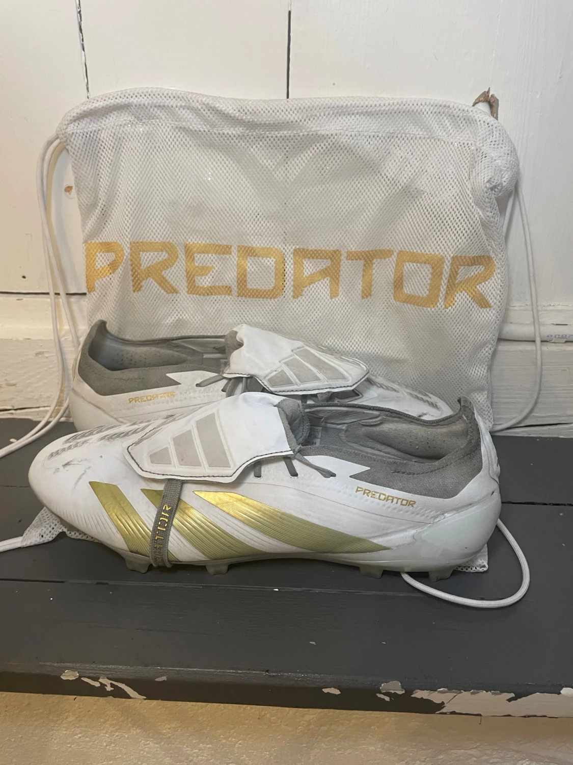 Adidas Predator Elite 45 1/3 vit/guld