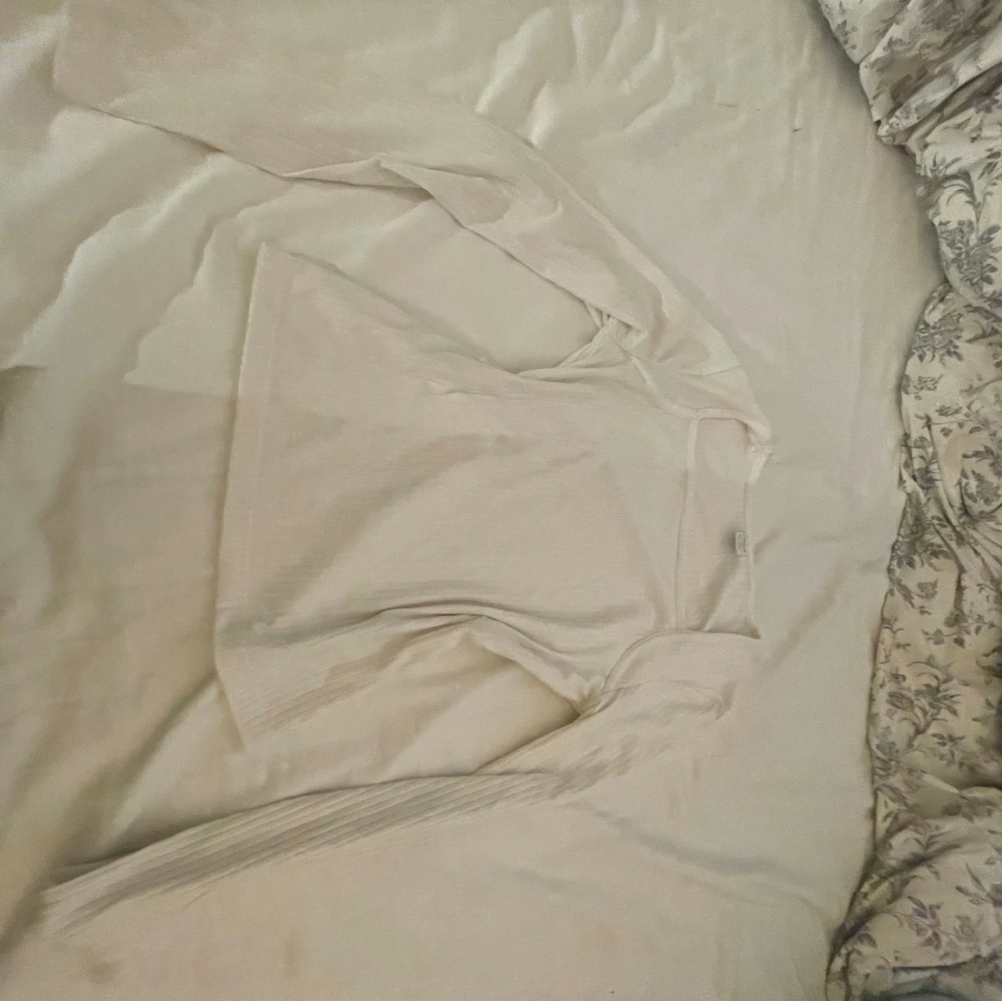 Ribbad vit långärmad topp - 3