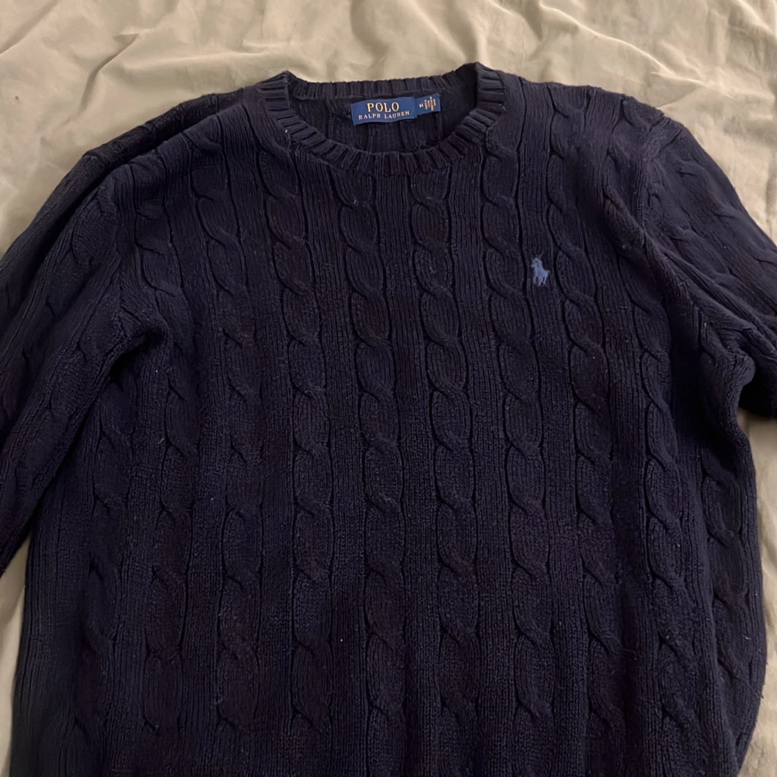 Mörkblå kabelstickad tröja Polo Ralph Lauren