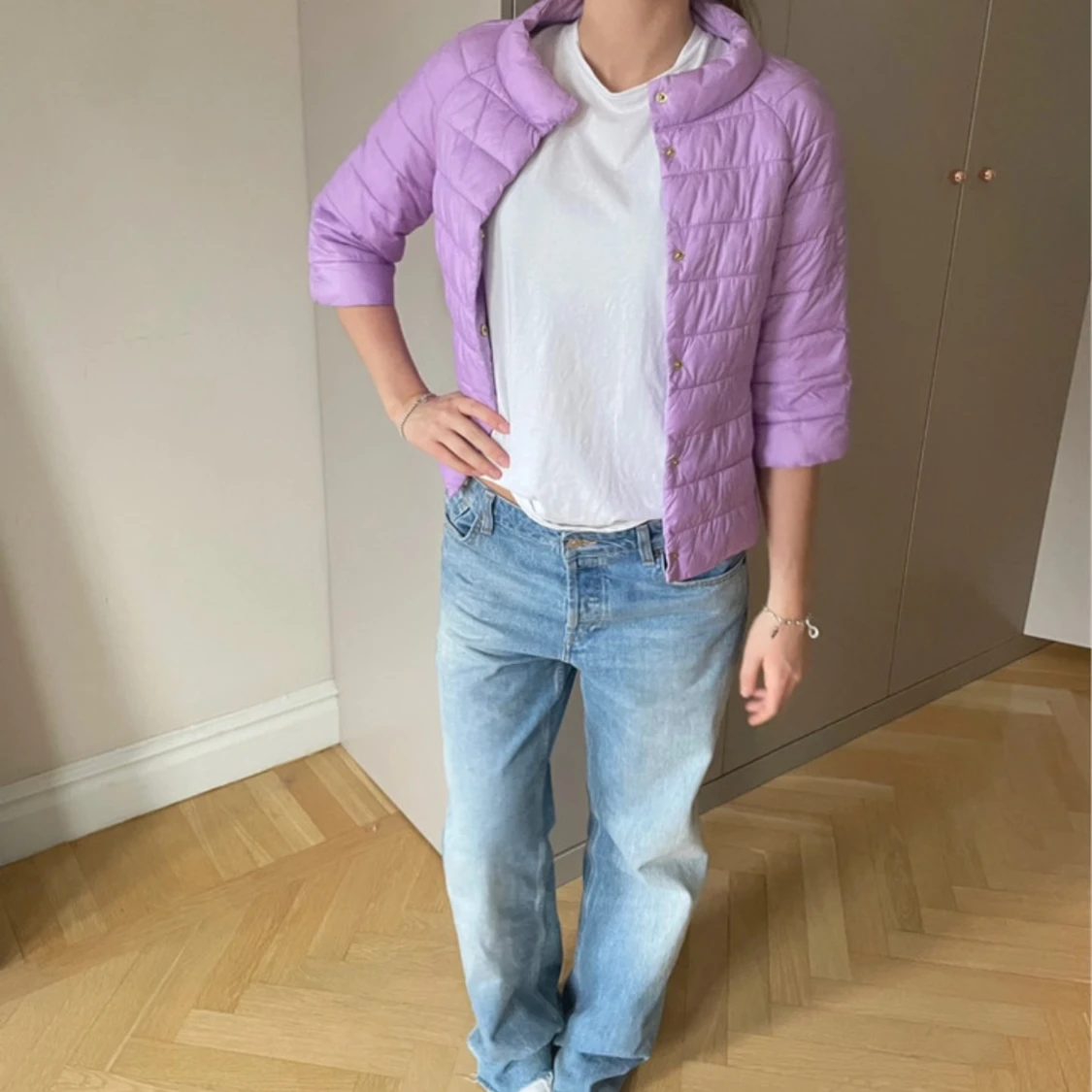 Ljuslila quiltad pufferjacka - 1