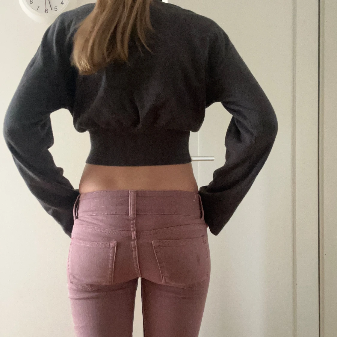 Rosa bootcut jeans med låg midja - 1