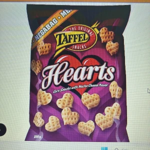 Taffel Hearts Corn Snacks Nacho Cheese 235g - Söker dessa chips 
