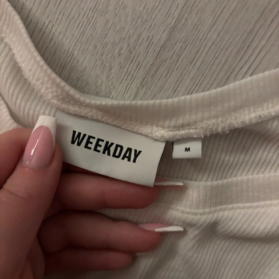 Vit ribbad långärmad tröja Weekday - 2