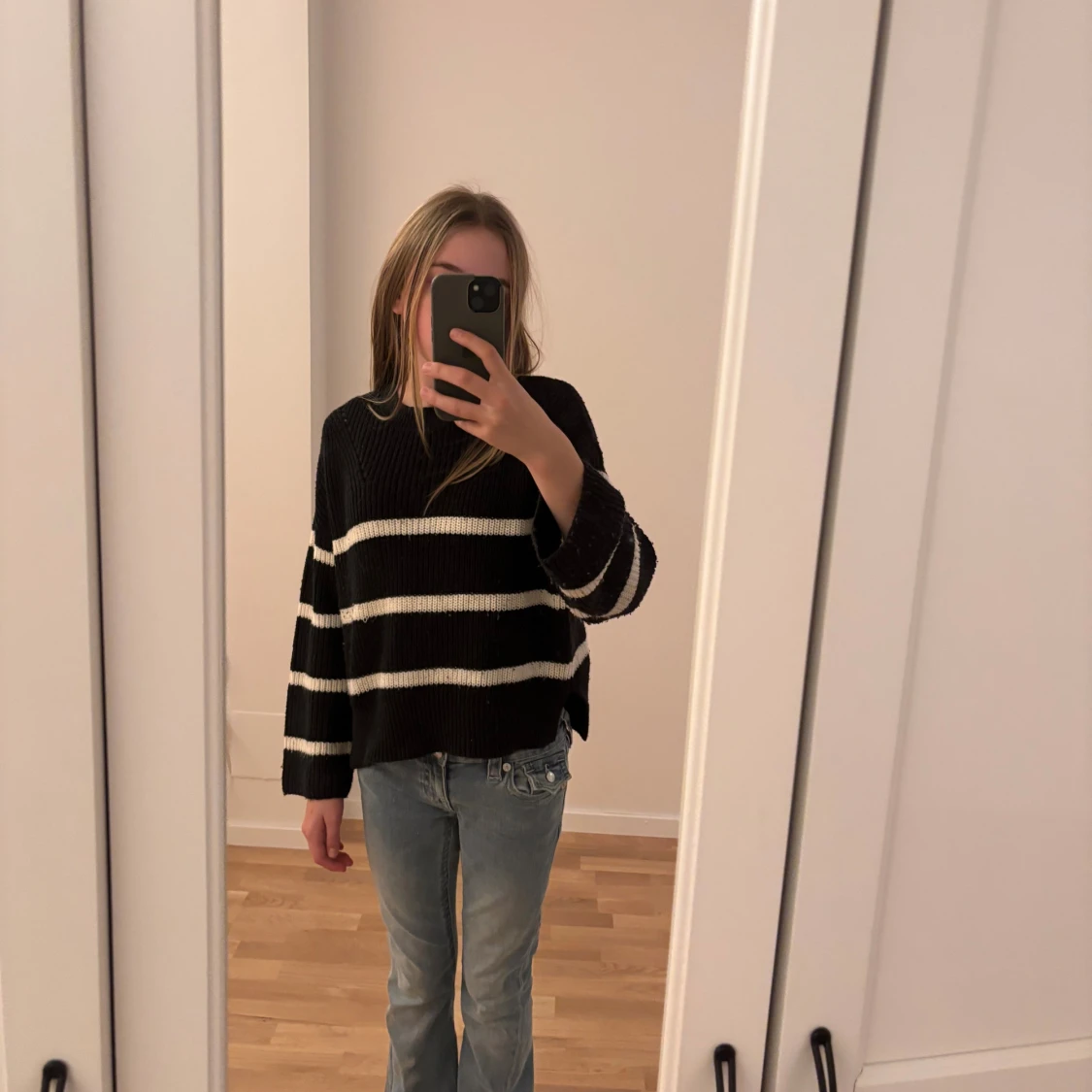 Svartvit randig stickad tröja Kappahl - 1