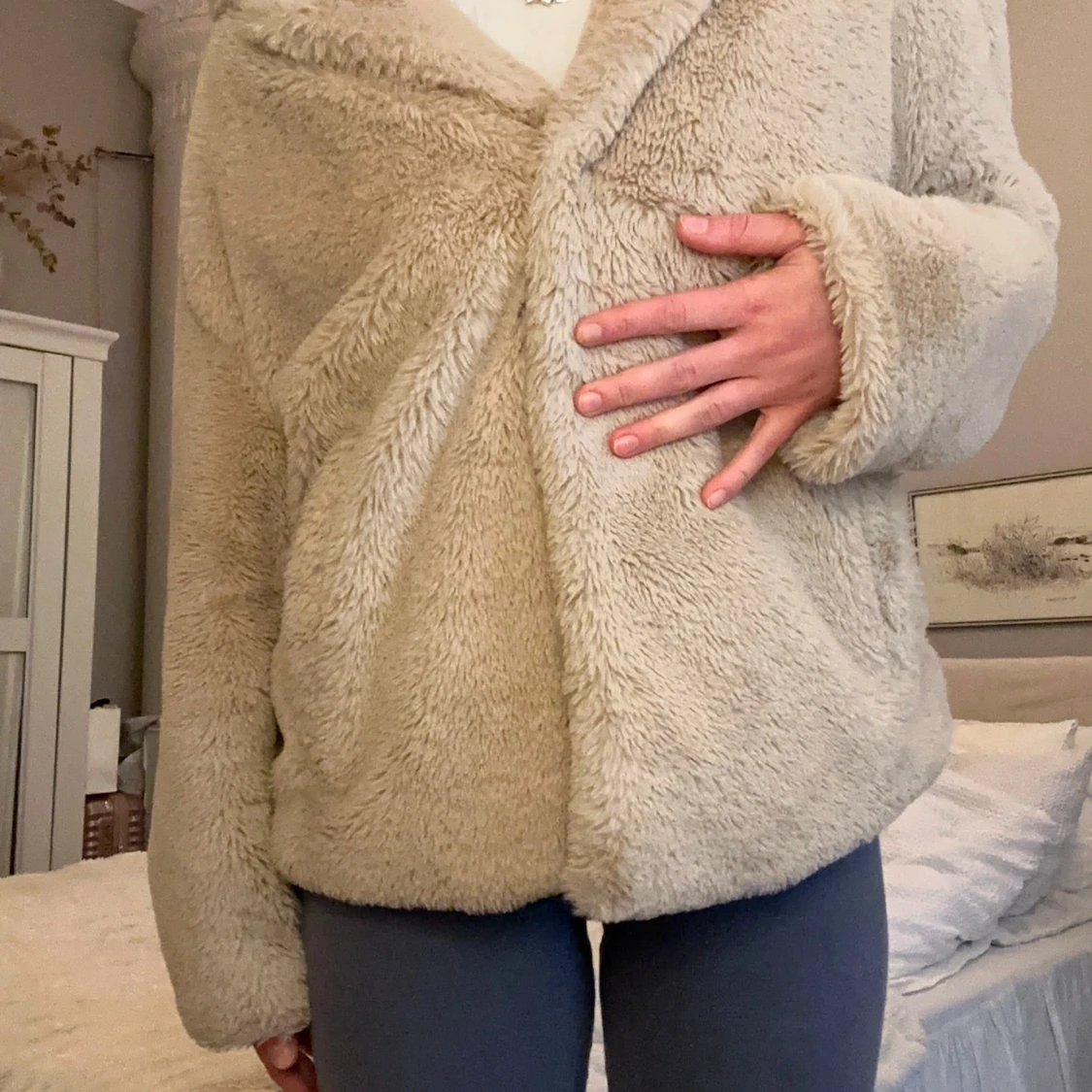 Beige teddyjacka - 90