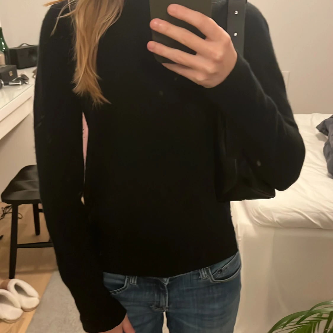 Svart stickad kashmir tröja h&m - 4