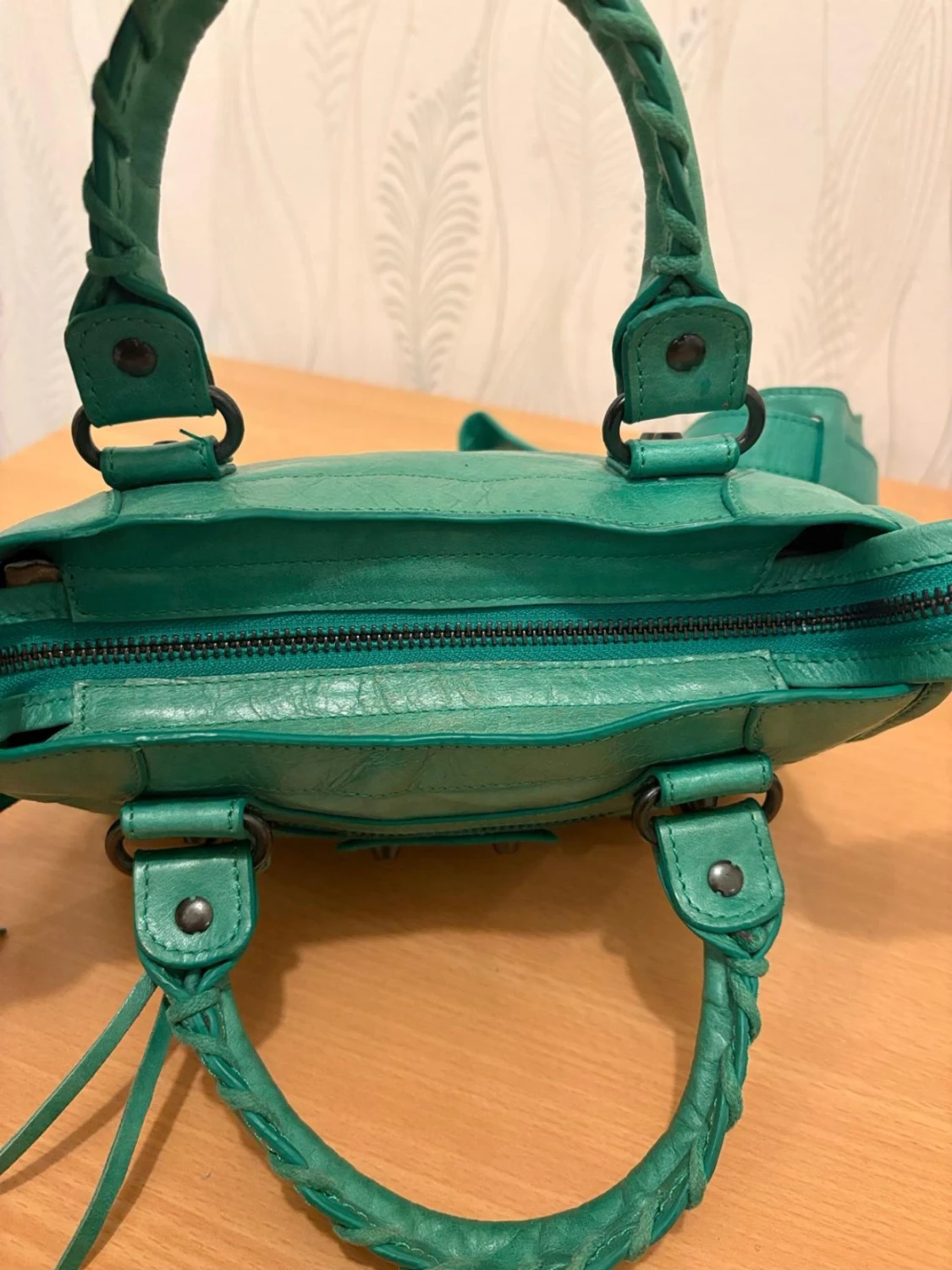 Grön handväska i skinn - 3