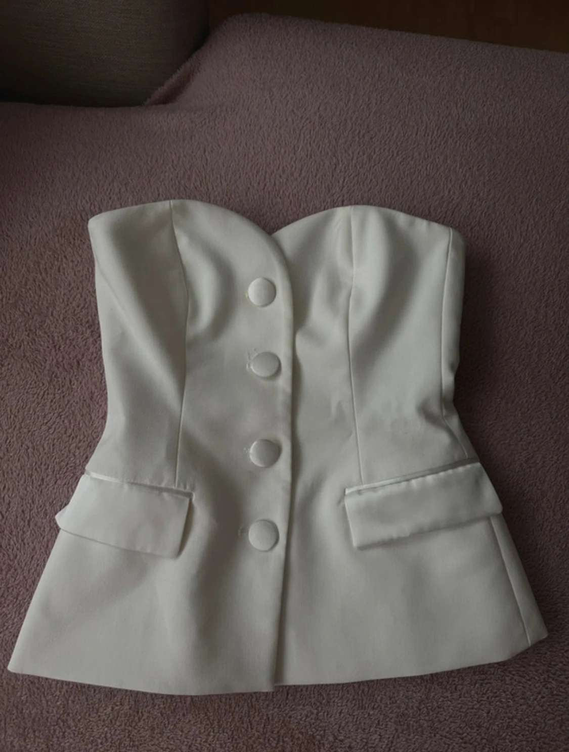 Vit korsett-topp med knappar