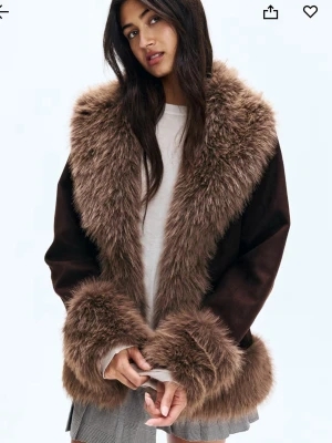 Brun pälsjacka med fluffiga detaljer - Säljer en brun pälsjacka från H&M i storlek L 