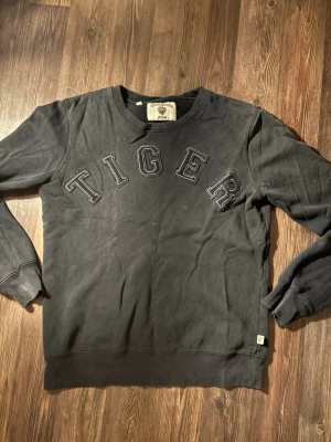 Svart sweatshirt TIGER of Sweden - Svart sweatshirt från Tiger of Sweden med broderad text 'TIGER' över bröstet. Klassisk rund halsringning och långa ärmar. Den har ett hål på ryggen förvandlas priset.