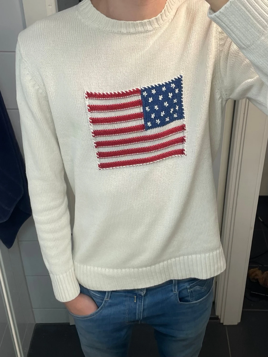 Vit stickad tröja från GANT