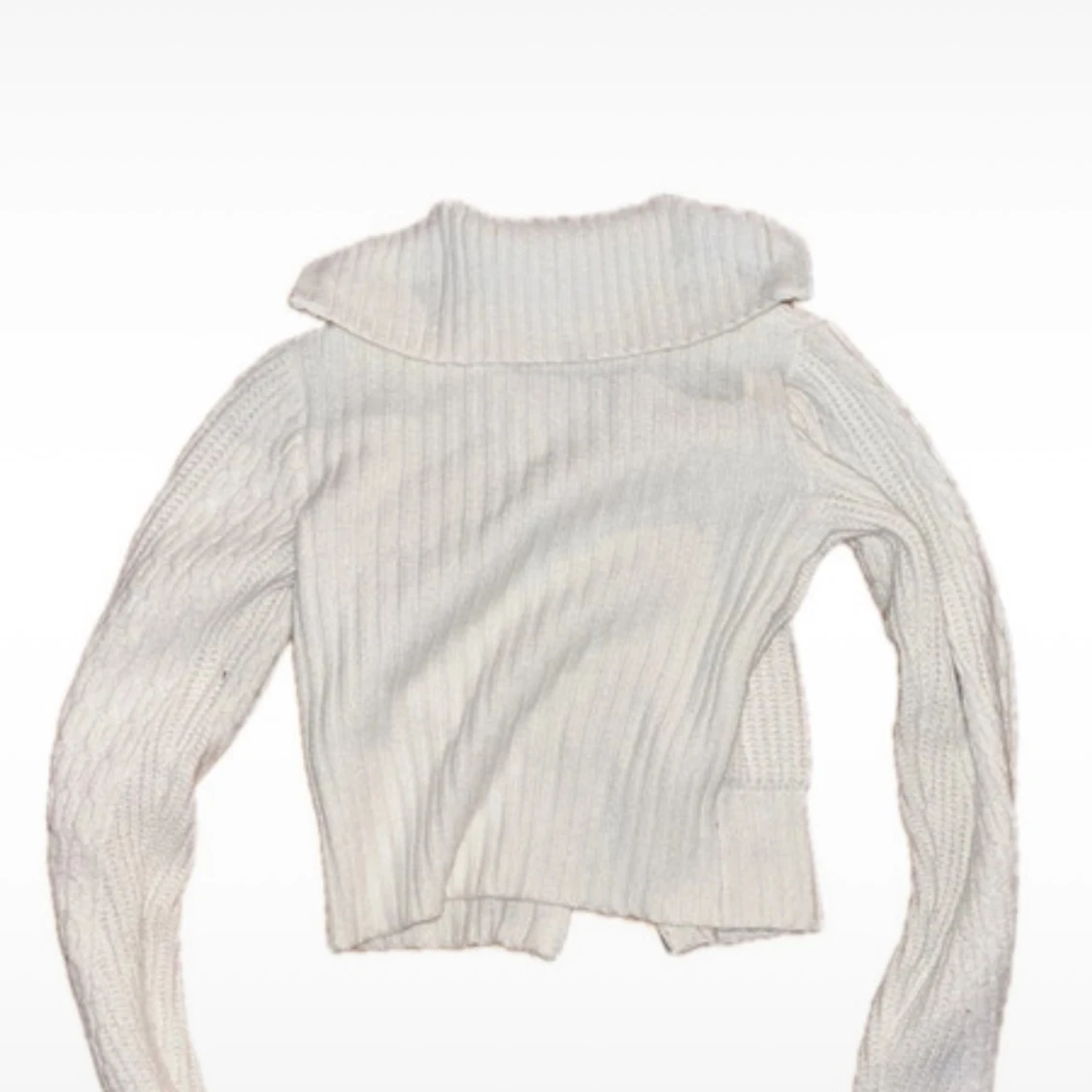 Vit stickad kofta med dragkedja - 2