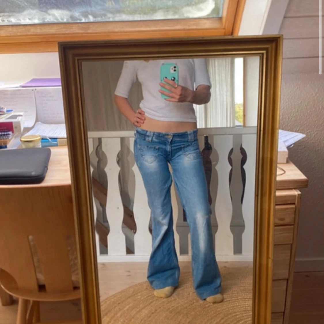 Lågmidjade bootcut jeans ljusblå - 1