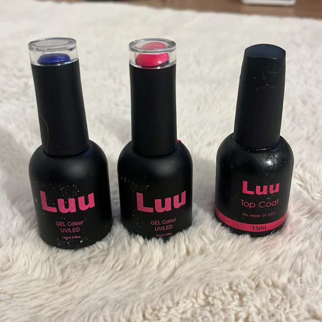 Luu Nails gelnagellack blå & rosa + top coat