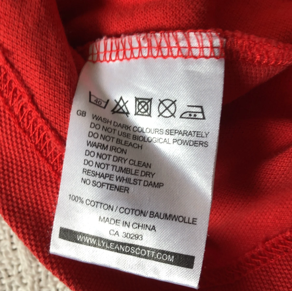 Röd Lyle & Scott pikétröja M - 3