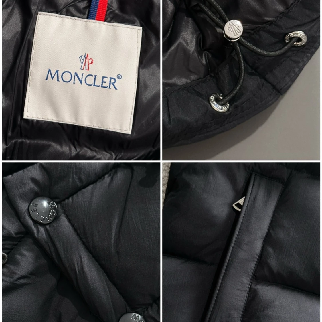 Svart Moncler pufferjacka med huva - 3
