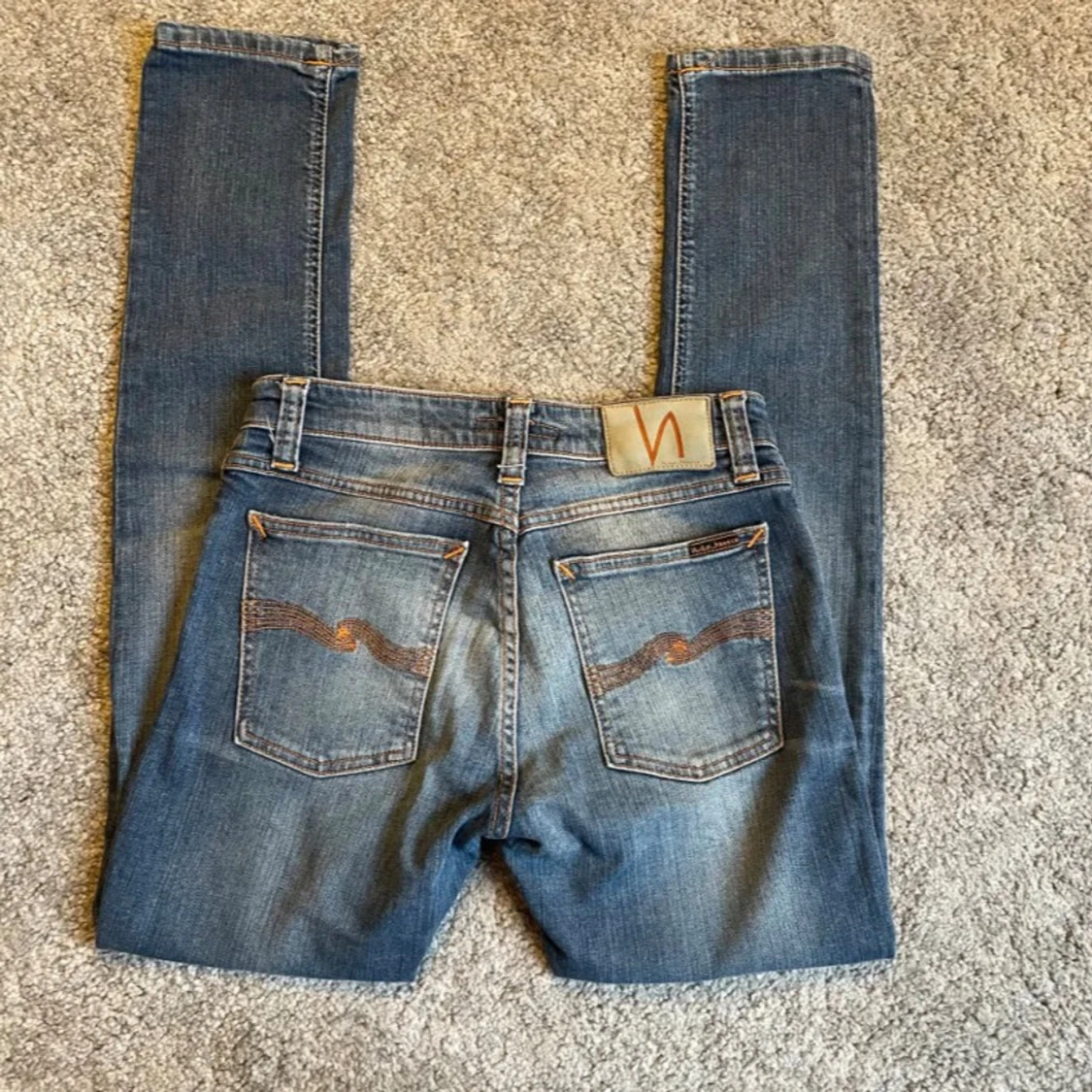 Blå Nudie skinny lin - 2