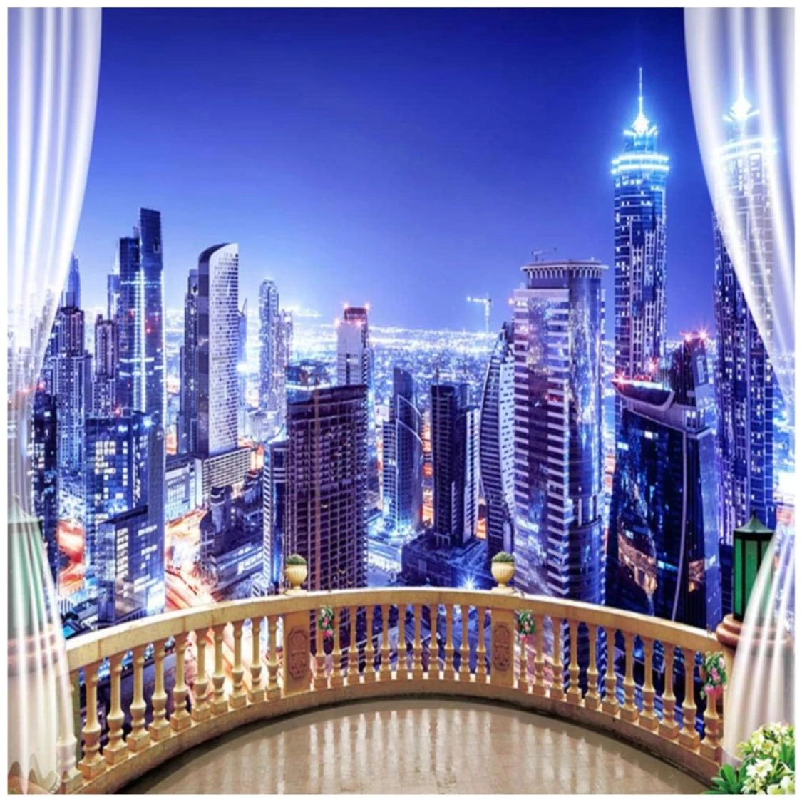 Tavla 3d new york city on night kväll utan ram