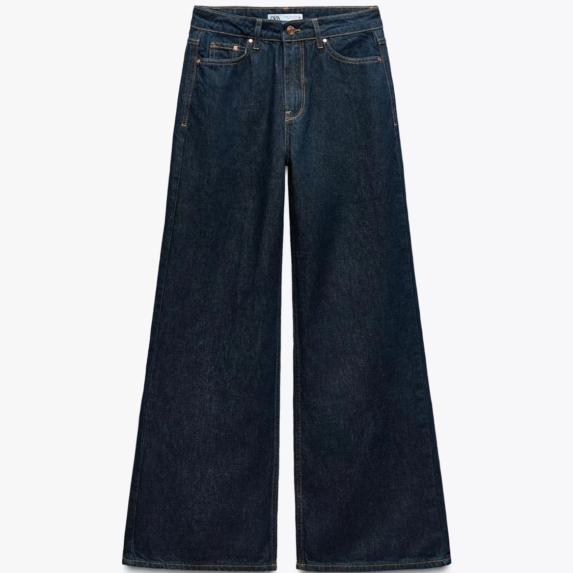Mörkblå wide jeans från Zara
