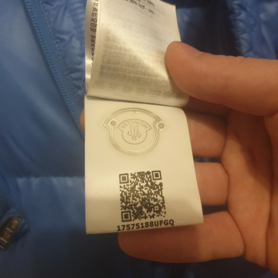 Blå Moncler pufferjacka med huva - 2