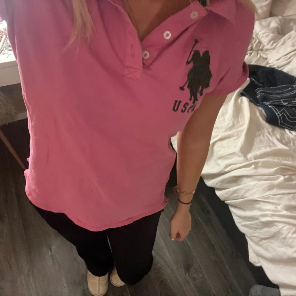 Rosa USPA pikétröja med tryck - 1