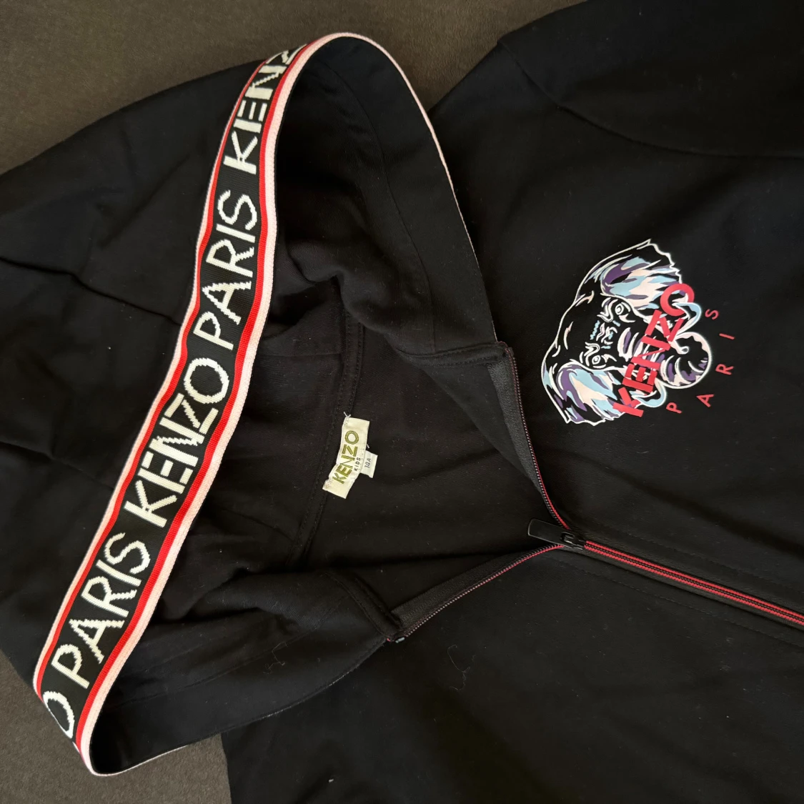 Svart Kenzo hoodiejacka med tryck - 1