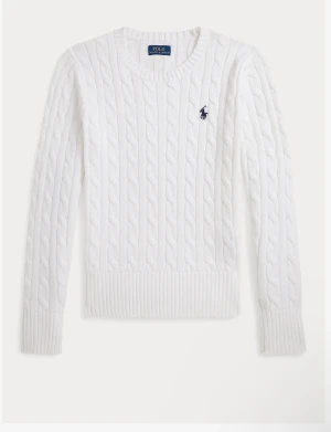 Vit kabelstickad tröja Polo Ralph Lauren - Sitter som den gör på andra bilden inte använd en enda gång köpt denna sommar för 1200 passar mig perfekt tight som är xxs